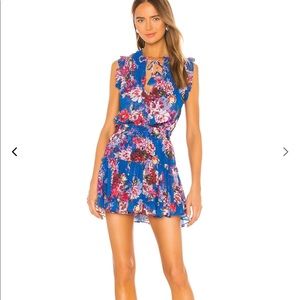 Misa Los Angeles NWT Floral Chiffon Blue Dress